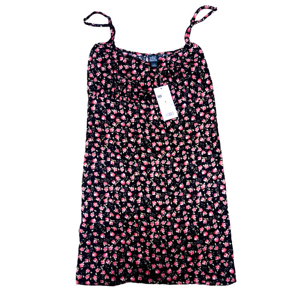 Women's MD Woven Floral Design Slip Dress, Spaghetti Straps- Black Floral, NWT - Picture 4 of 8
